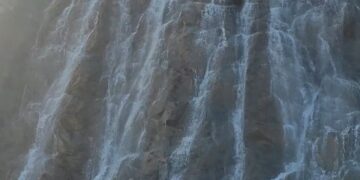 UAE. Fujairah city. Water fall Restaurant